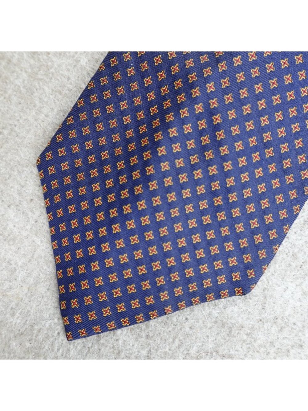Polo Ralph Lauren Tie Blue Embroidered Macclesfield Silk Made in USA Vintage